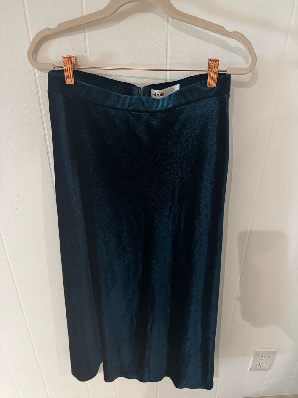 Elodie Teal Velvet Midi Skirt